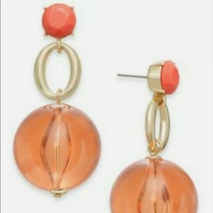 INC Gold Tone Coral Ball Drop Earrings